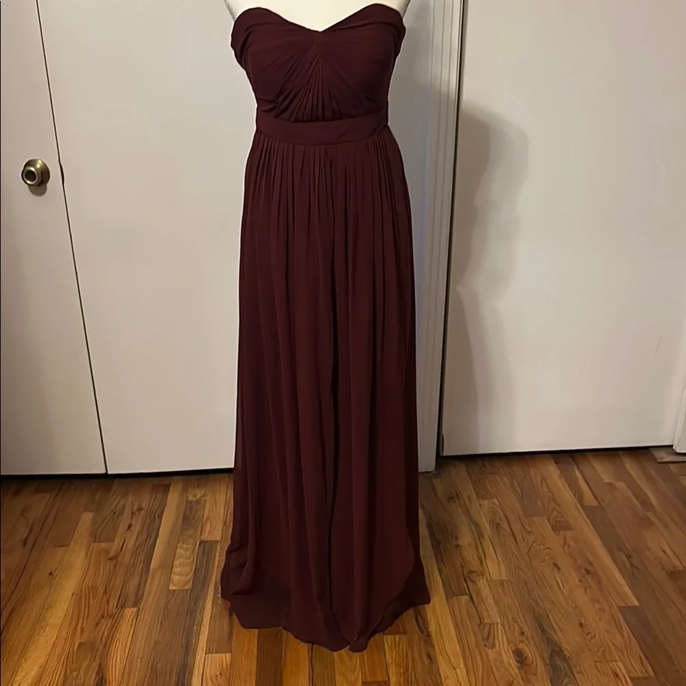 Elegant Strapless Burgundy Dress - Picture 4 of 10